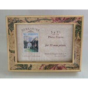 Vintage Berkshire Gallery Collection 5x3.5 Photo Frame Gold Accent Floral New